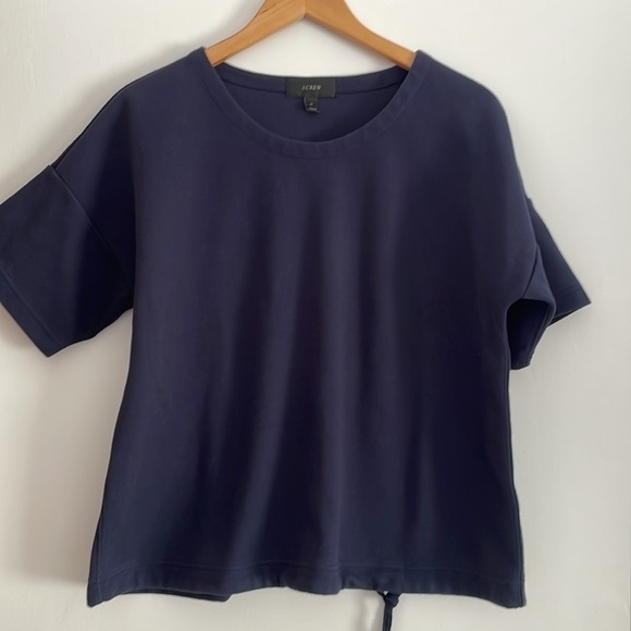 J crew Short sleeve Navy Nautical Casual Coastal Short Sleeves Sweatshirt Top M - Picture 3 of 6